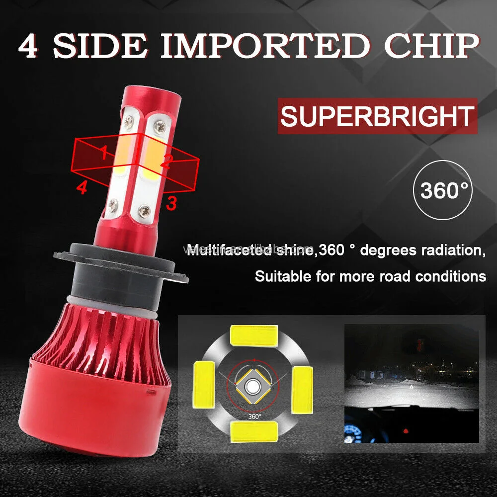 valesun new arrival Car H4 Led Lights 4 Sides Led Headlight X7 6000k 18000lm Led Headlight Bulb 9005 9006 9007 H4 H7 H11 lamp