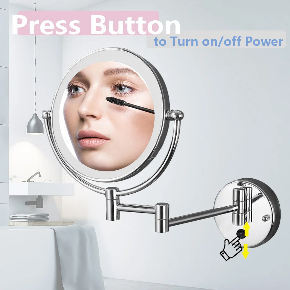 Factory Wholesale Led Cosmetic Mirror Double Sides Lighted Shower Shaving Mirror With Holder Bathroom Suction Cup Mirror