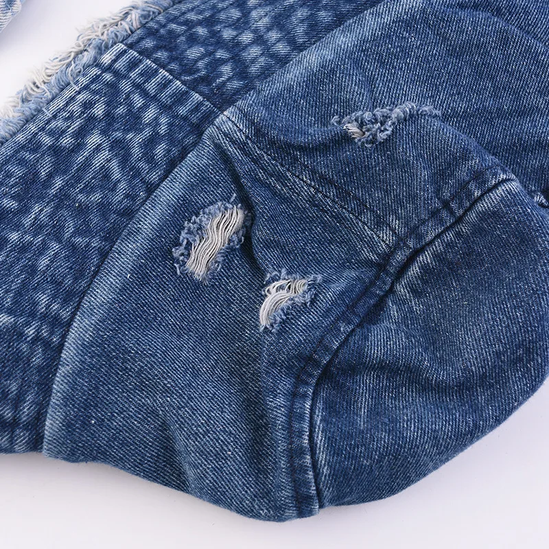 fashion vintage high quality denim bucket hat unisex custom logo embroidery women jeans bucket hats with hole