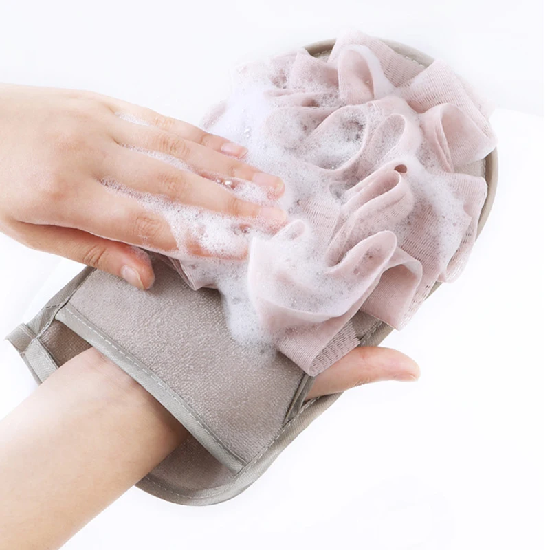 Wholesale Five Finger Body Nylon Custom Shower Mitt Scrubber Exfoliating Bath Gloves
