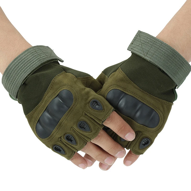 Soft Suede Hard Shell Fingerless Tactic Gloves Work Gloves Safety Gloves