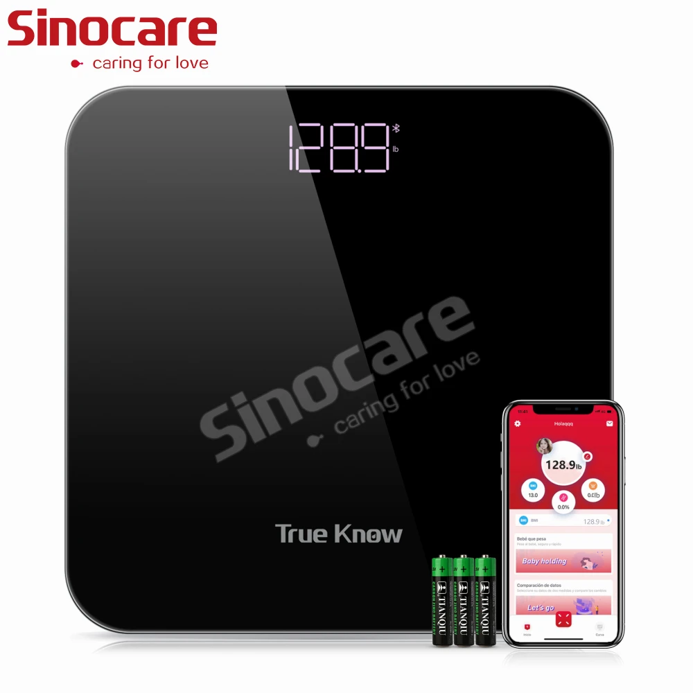 Sinocare Electronic Digital Weighing Scale Wireless Scales Weighing Electronic Smart Bathroom Scale