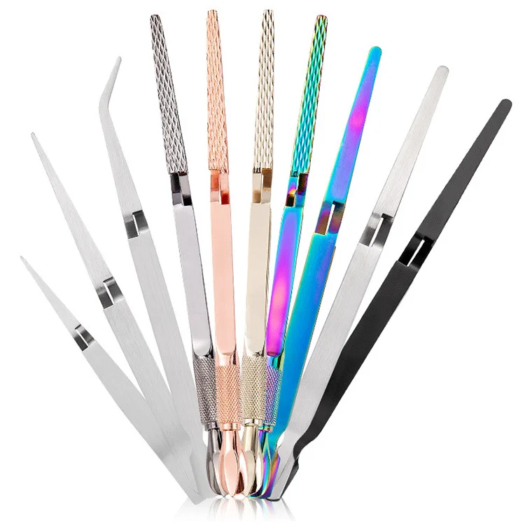 Stainless Steel Straight Curved Nail Art Shaping Tweezers Pinching Cuticle Remover Shaping Clip Tweezers