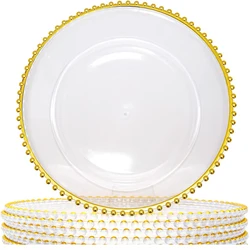 Factory Clssmic  plastic melamine plate clear beading rimmed charger plates wedding for restaurant tableware