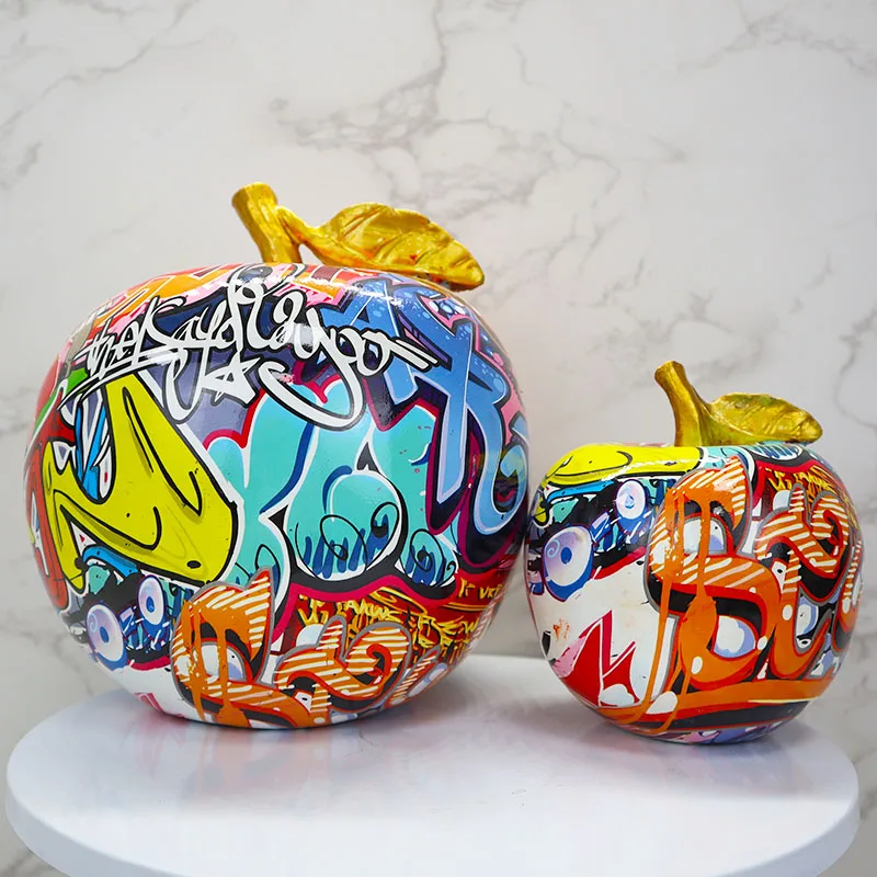 Современная Роскошная полка шкаф для телевизора фрукты Статуэтка из смолы украшения граффити яблоко статуэтка украшение