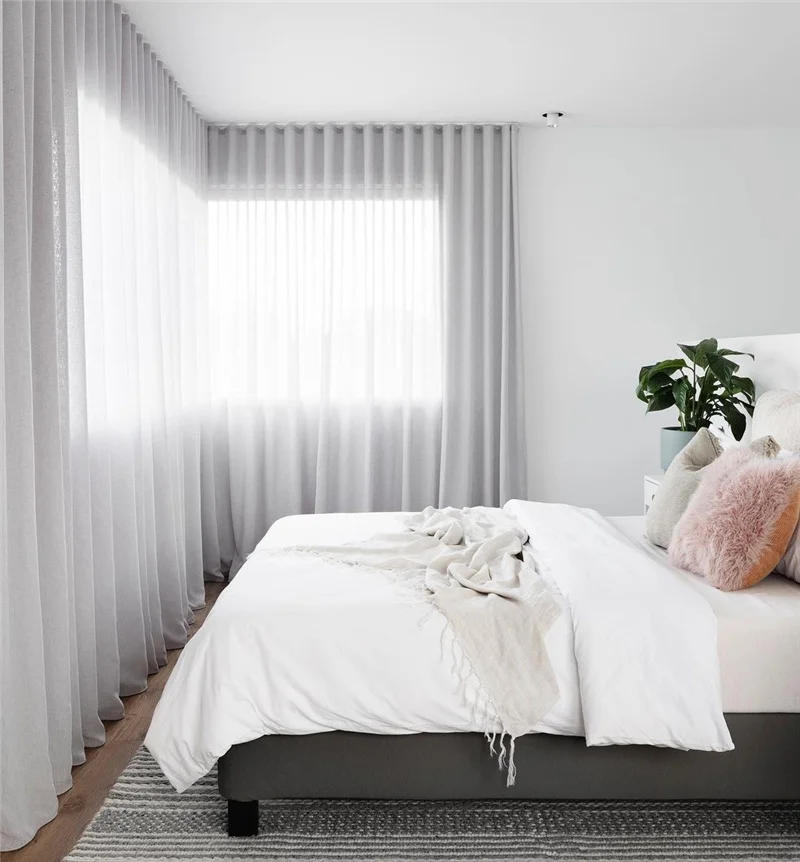 European Style High Quality Elegant Living Room Fabric Solid Tulle Window S Fold Linen Sheer Curtain Fabric For The Living Room