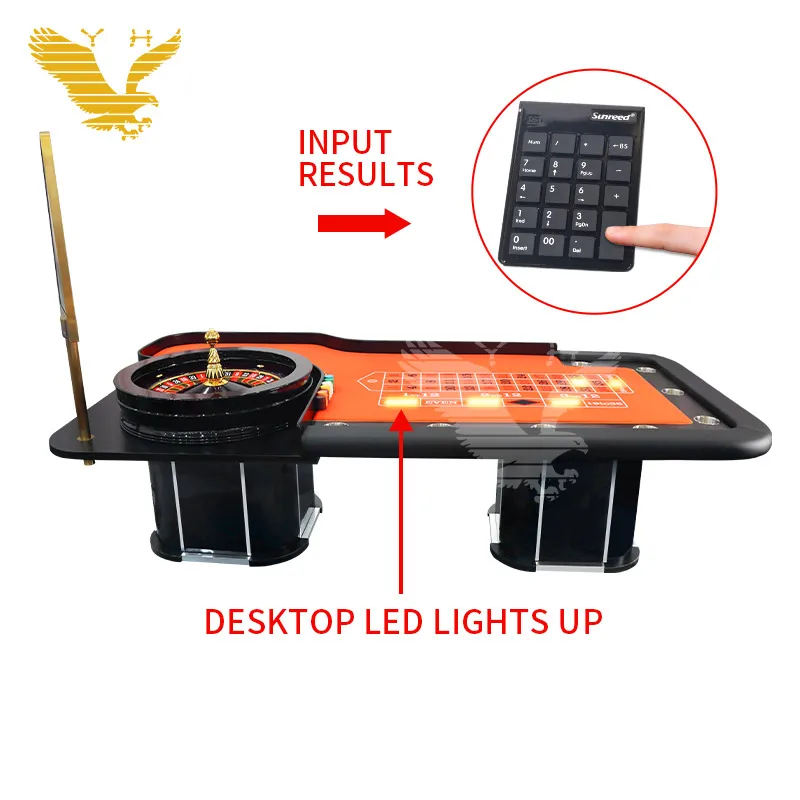 YH Casino Professional Electronic Roulette Table Casino Wooden 8 Players Roulette Wheel Table Poker Table