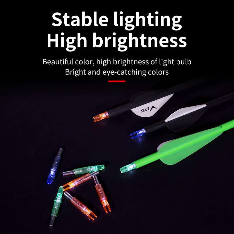 SPG Archery Lighted Arrow Nock 6.2 mm LED Button Compound Recurve Bow Bowstrings Carbon Shaft Hunting Shooting Accessories