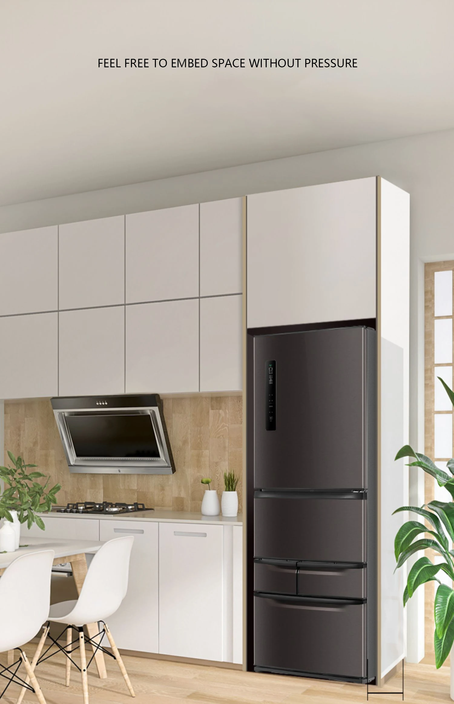 Japanese frequency conversion energy-saving embedded multi door large capacity household refrigerator