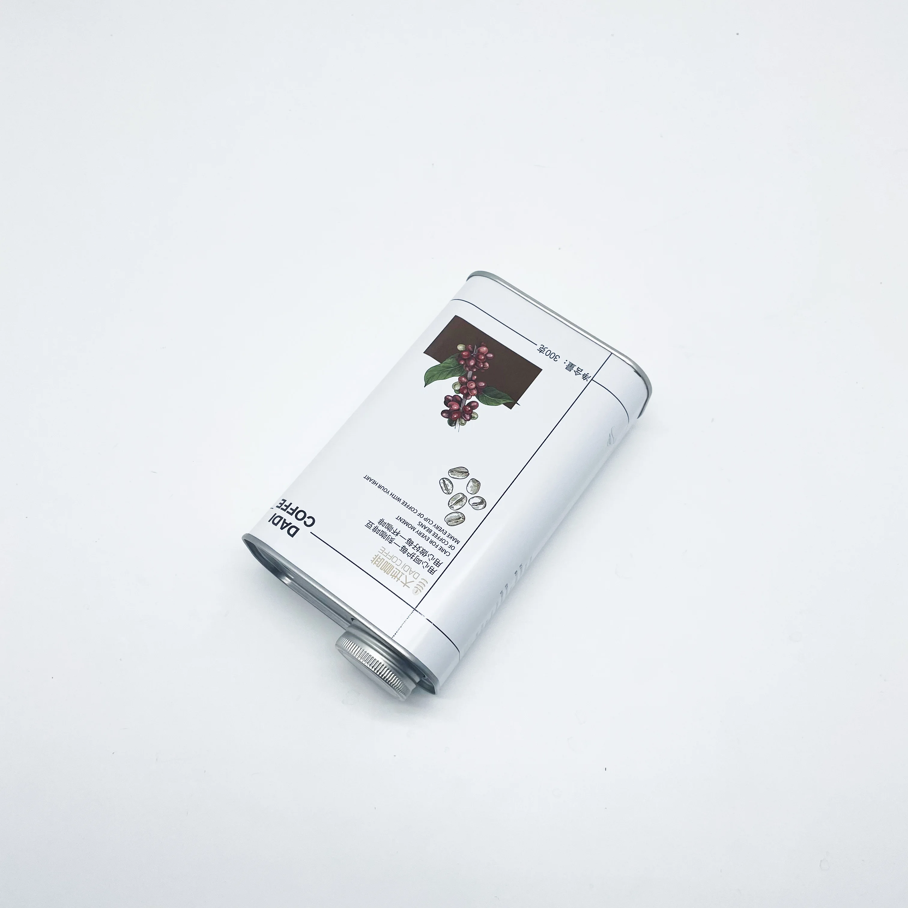 Factory sale square 300g coffee beans tin can with degassing valve