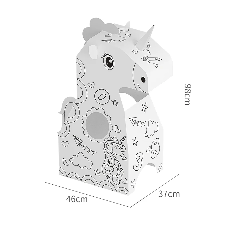 Kids Eco-friendly Painting 3D DIY Creative  unicorn Doodle Cardboard Toys