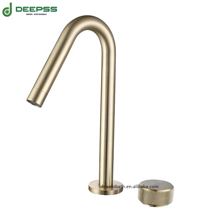 DEEPSS Wholesale Luxury 2 Holes PVD Colorful  Hot Cold Water Golden Luxury Brass Brushed Gold Wash Basin Faucet Mixer Tap