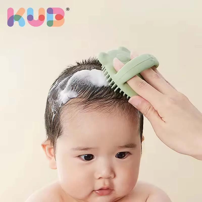 KUB Silicone Baby Bath Brush Washing Hair Brush Silicone Baby Shampoo Brush for Bathing