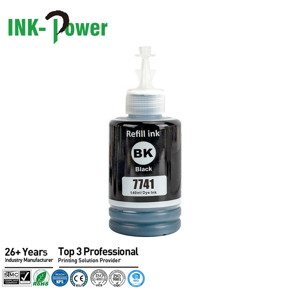 INK-POWER 774 7741 T774 T7741 Premium Pigment Dye Black Compatible Bottle Inkjet Refill Eco Ink for Epson L605 Printer