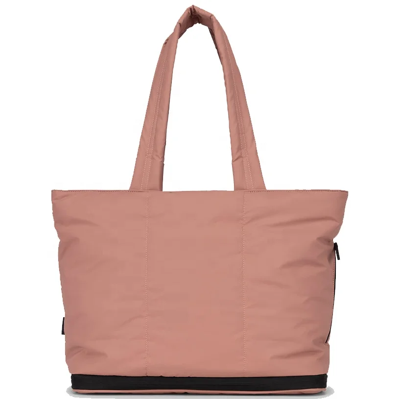 Manufacturer Custom With Printed Logo Fashion Designer Large Travel Soft Puffy Nylon Padded Quilted Puffer Tote Bag For Women