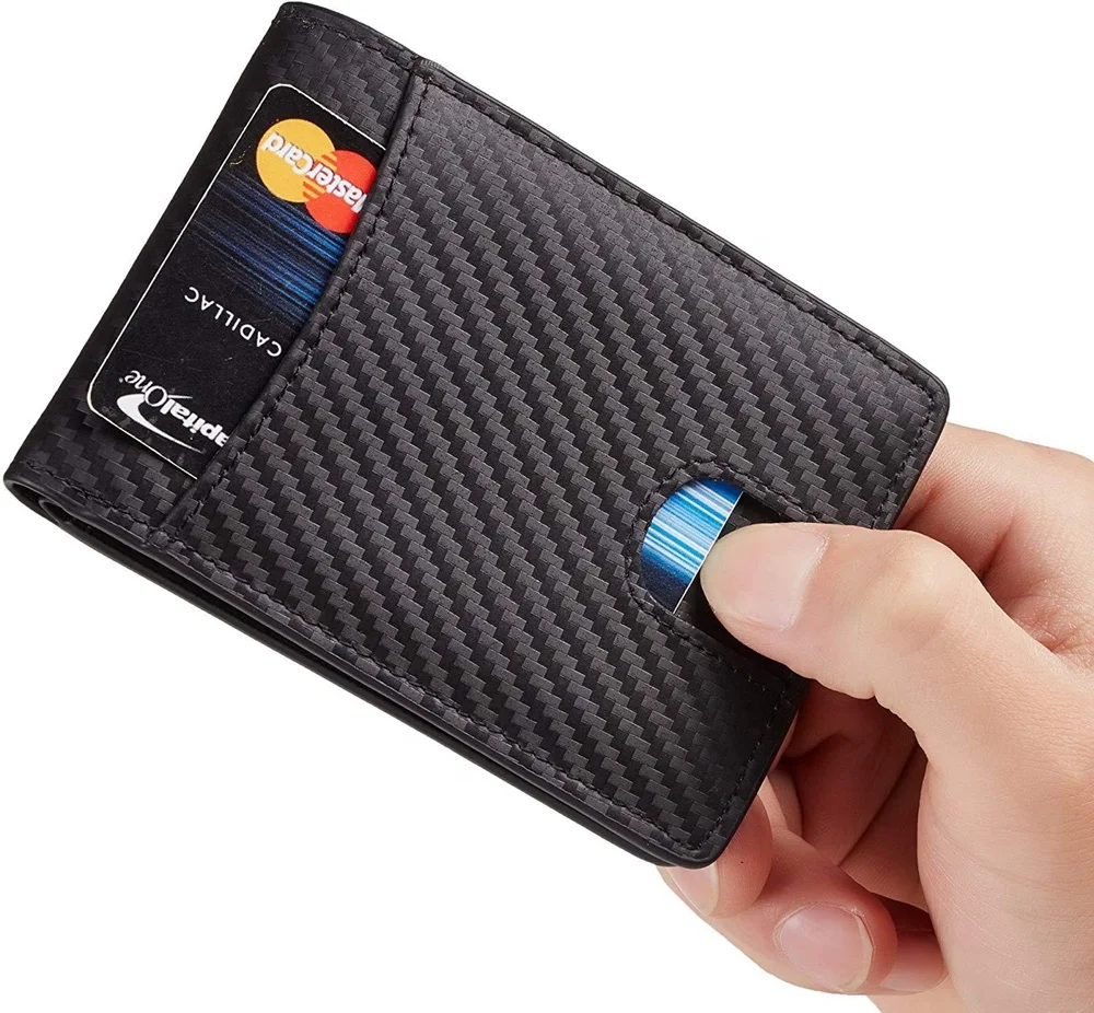  Мужской кожаный бумажник тонкий кошелек с передним карманом RFID блокировкой из искусственной