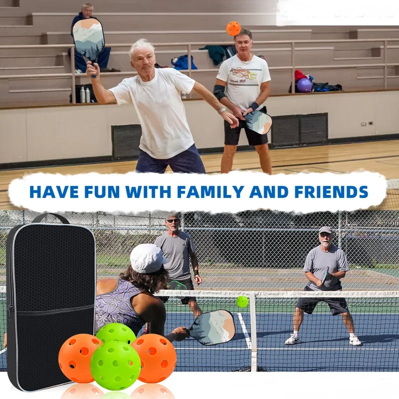 Cheap OEM Pickle Ball Racket Wooden Surface Paddles Rackets with Cover Bag Kids Sport Pickleball Paddle set