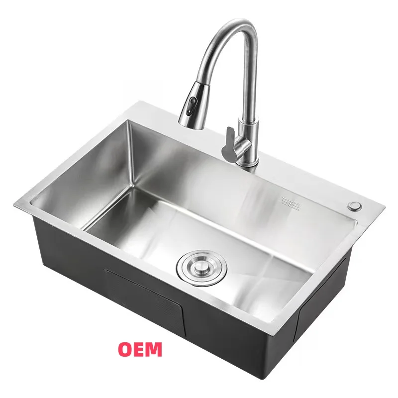 Modern Simply Stainless Steel Single Bowl Kitchen Sink Modern Rectangular Brushed Counter Nano Kitchen Sink With Drainage