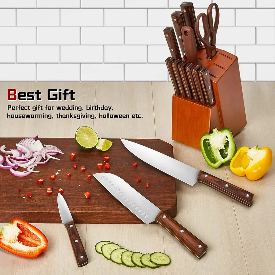 High quality stainless steel kitchen chef knives kitchen set professional kitchen knife block set