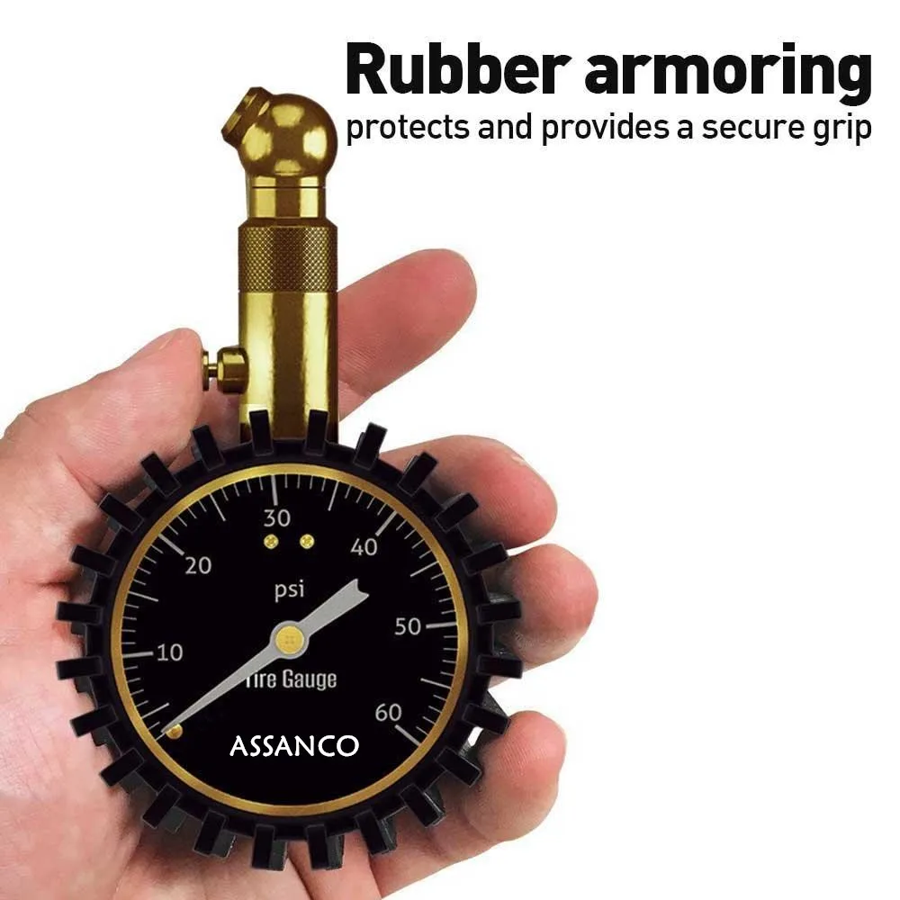 Tire Pressure Gauge - (0-60 PSI) Heavy Duty, Certified ANSI Accurate with Large 2 Inch Easy to Read Glow Diar