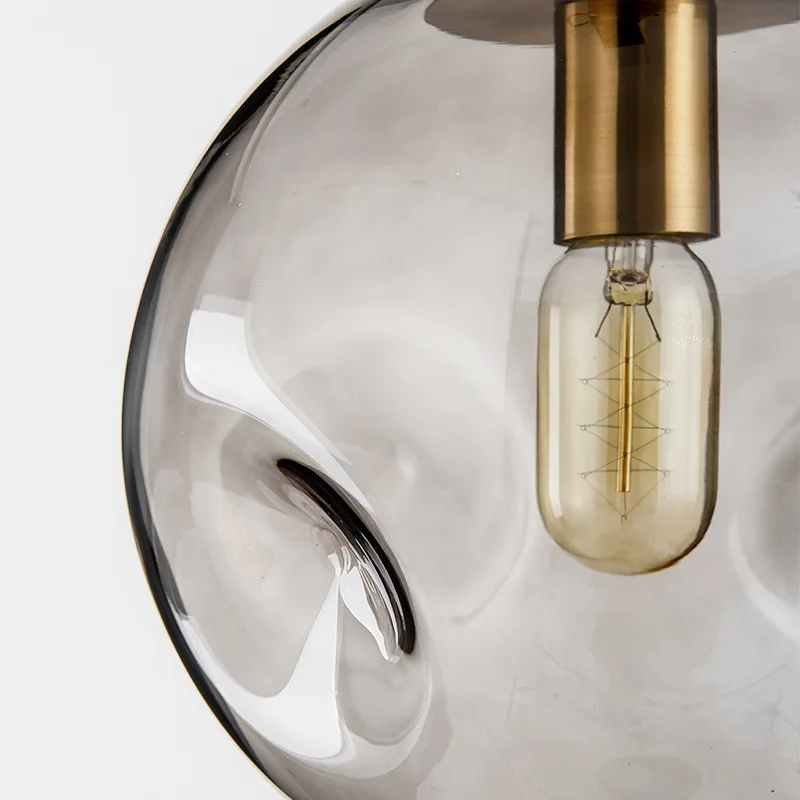 Minimalist Blown Glass Shade hanging lamp bedside nordic hotel bedroom bedside modern glass globe light lockers pendant light