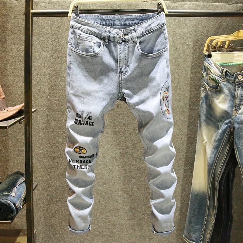 Popular Summer Slim Ripped Paint Indolent Hip Hop Washed Mens Jeans Short