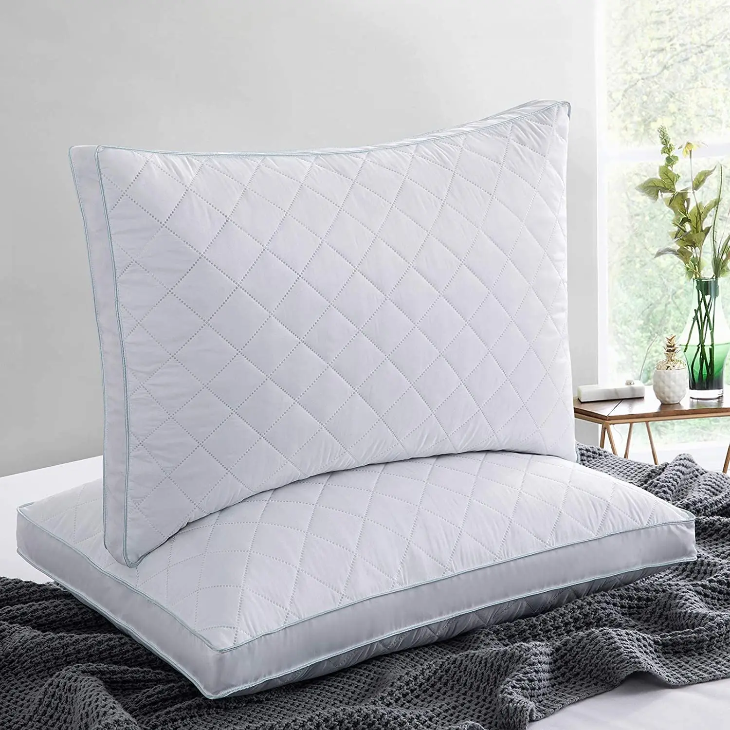 Living Room Cushion,Nature Grey Goose Down Feather Pillow for Sleeping Down Pillow