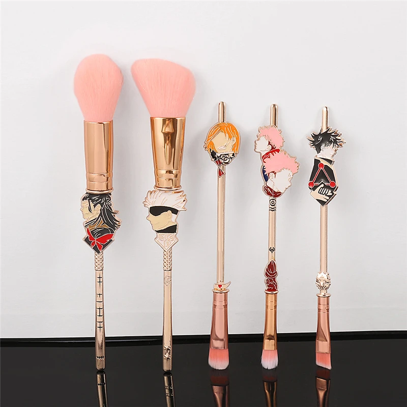 5Pcs Jujutsu Kaisen Metal Make up Brushes Set Japan Anime Gojo Satoru Ku Makeup Brush Professional Makeup Brushes Kit