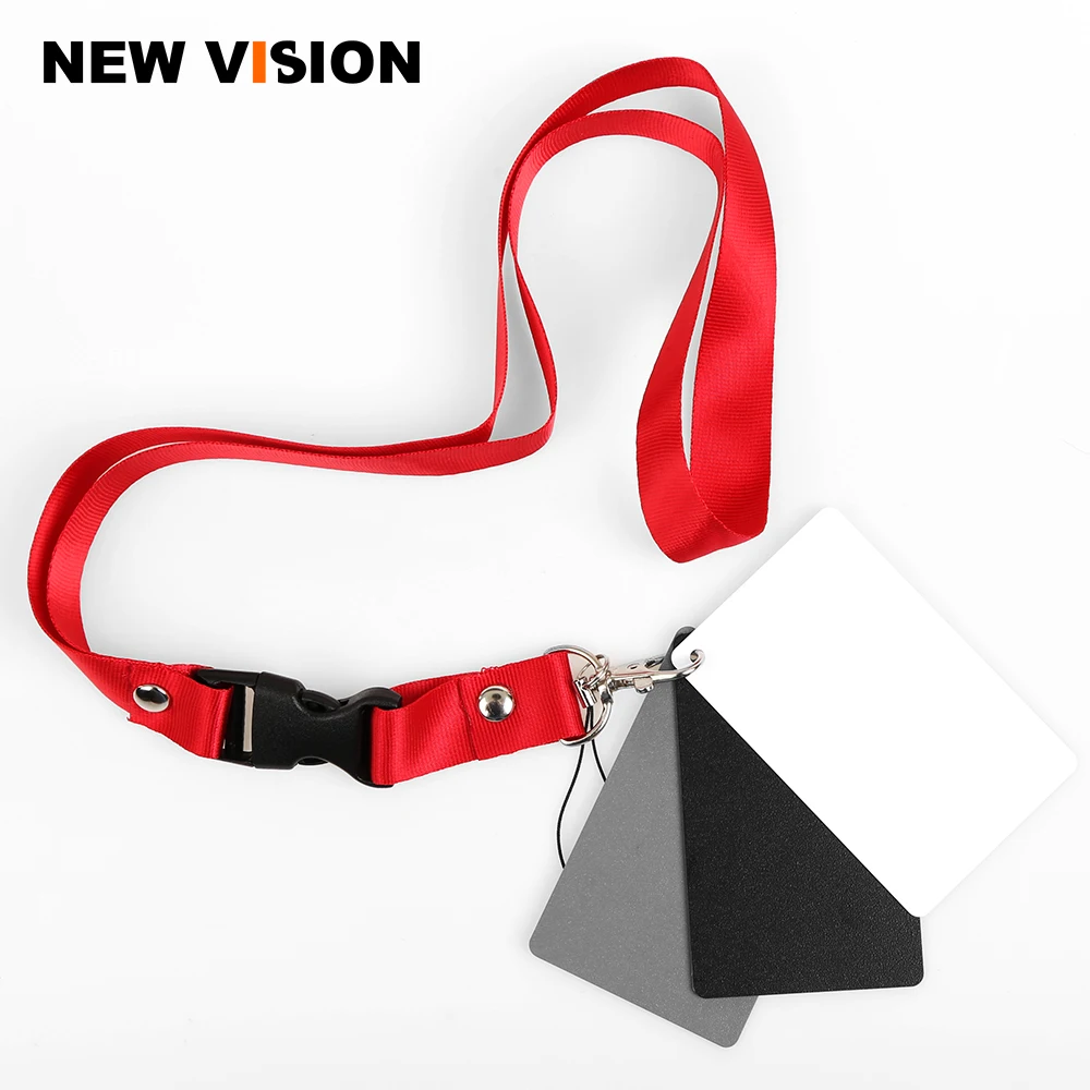 3 in 1 Digital White Black Grey Balance Cards 18% Gray Card Pocket-Size for Digital Photography with Neck Strap