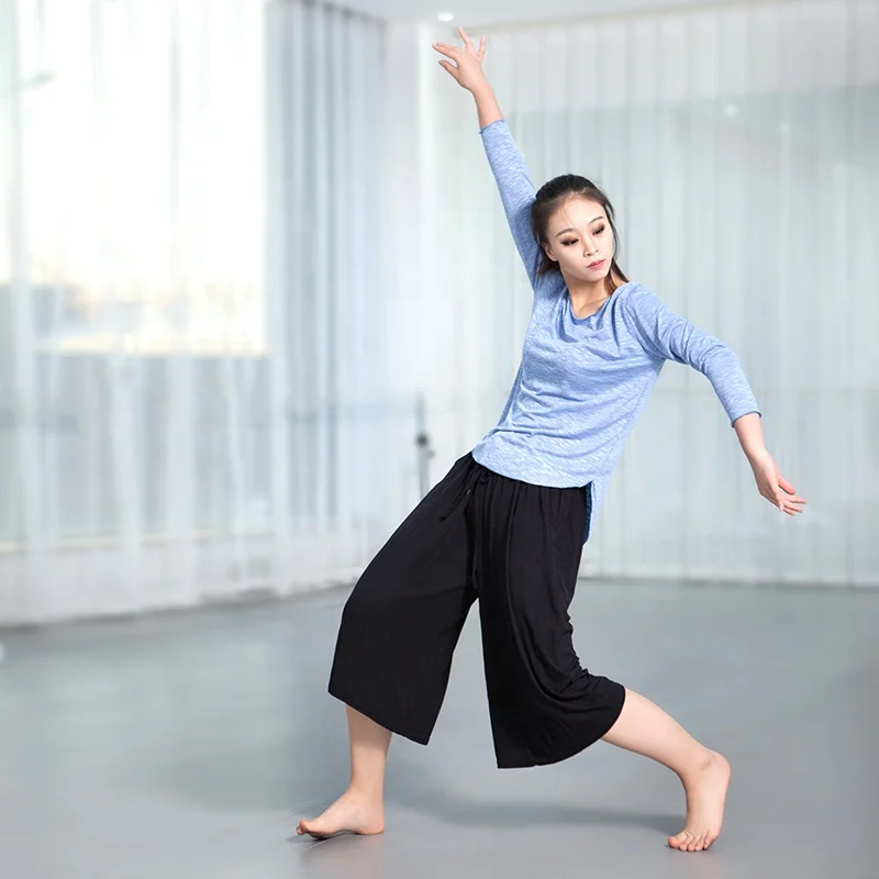 
Modern dance yoga costume cropped trousers women wide leg loose pants Belly Dance Pants 