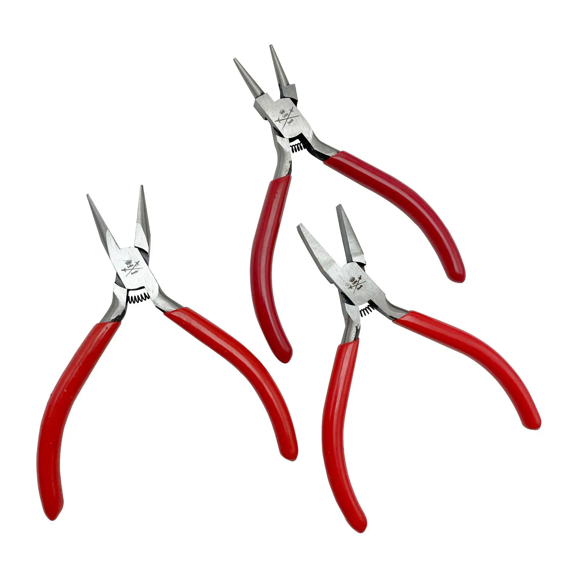 130mm Red Handle Jewelry Making Pliers Round Nose Flat Nose Jewelry Winding Wire Pliers Golden Sword Toothless Spring Pliers