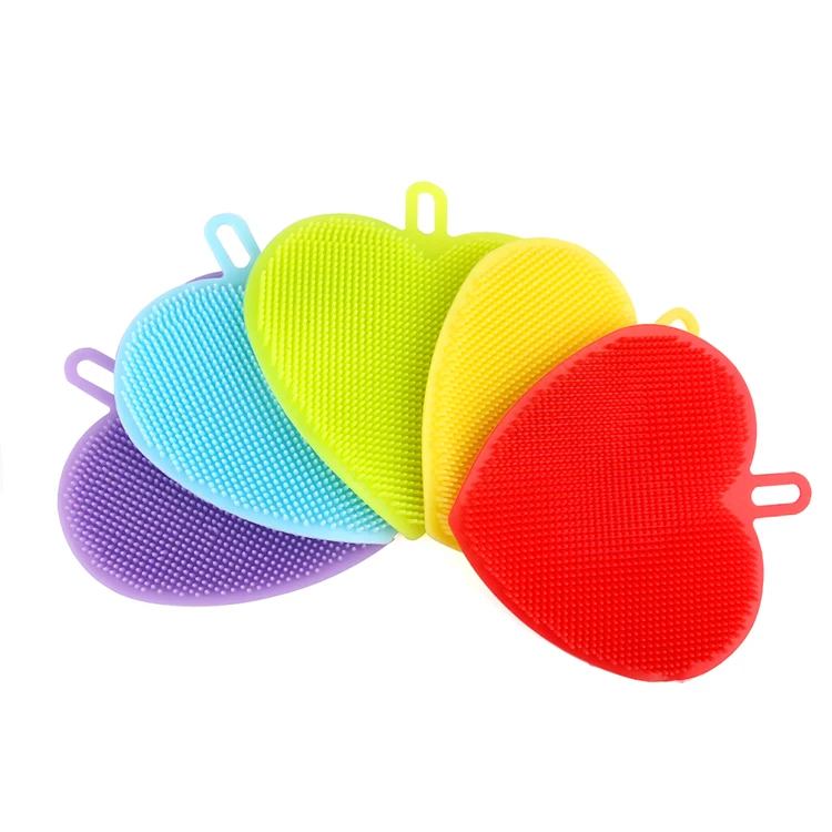 Heart Shape Food-Grade Reusable Dishes Multipurpose Better Cleaning Sponges for Washing Fruit and Vegetable