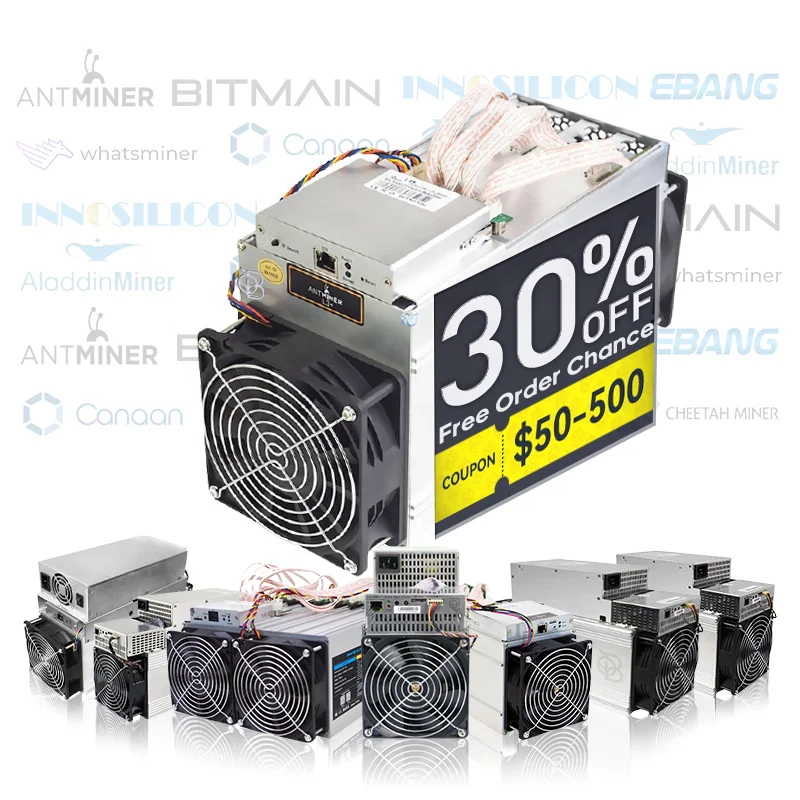 30% off Used New ASIC Miner Antminer L3+ S17 T17 S9 S19 Pro D7 L7 Innosilicon T2T 30th Avalon 1166 Pro Bitcoin Miner Mining Rig