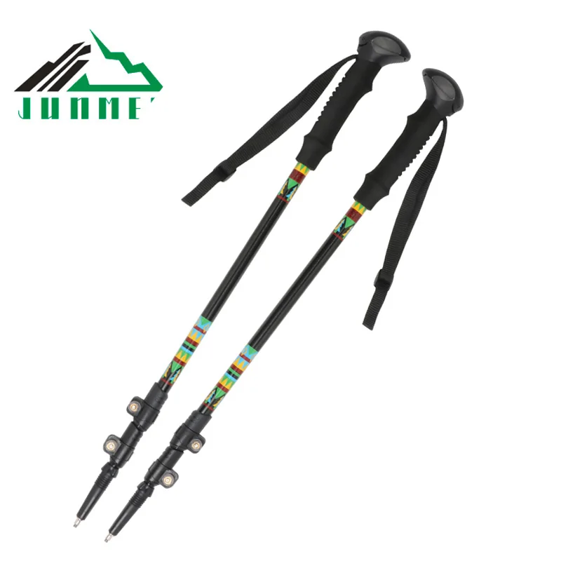 Outdoor Ultralight Mountain Telescopic Walking Sticks Ultralight Carbon Fiber Folding Aluminium 7075 Nordic Hiking Trekking Pole