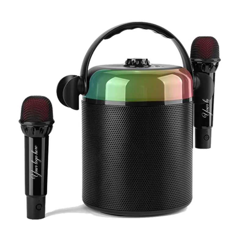 Новый KTV Bluetooth динамик караоке бар небольшой стерео голосовой чейнджер колонки с двойными беспроводными микрофонами 20 Вт