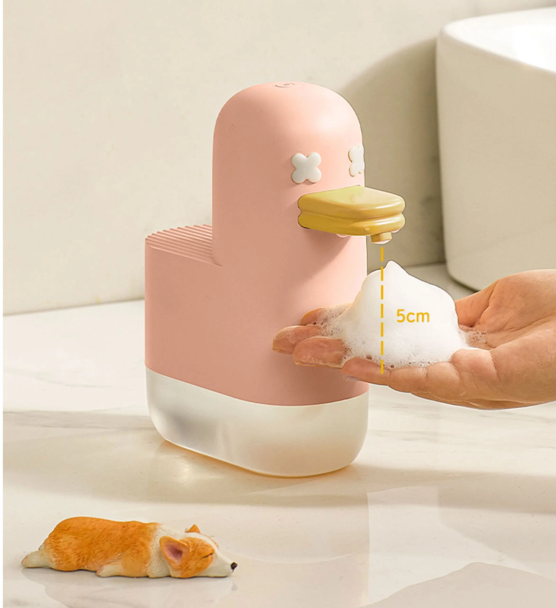 Cute Animal Duck Themed Bath Accessories Body Lotion Shampoo Shower Hand Sanitizer Automatic Soap Dispenser for Kids Bathroom