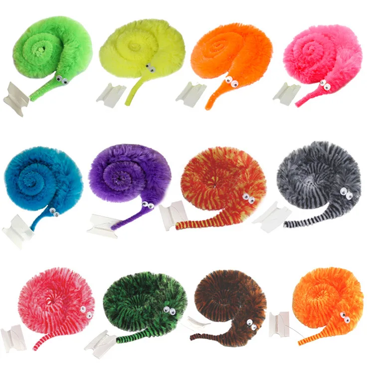 Street Magic Colorful 23cm Fuzzy Magic Tricks Worm Funny Wiggle Twist Worm 23cm Plush Wiggly Plush Rainbow Color Worm Toy