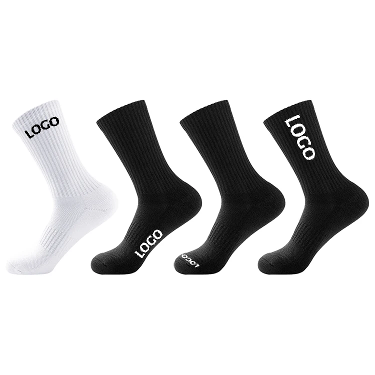 White Cotton Arch Support Black Custom Logo Sports Socks