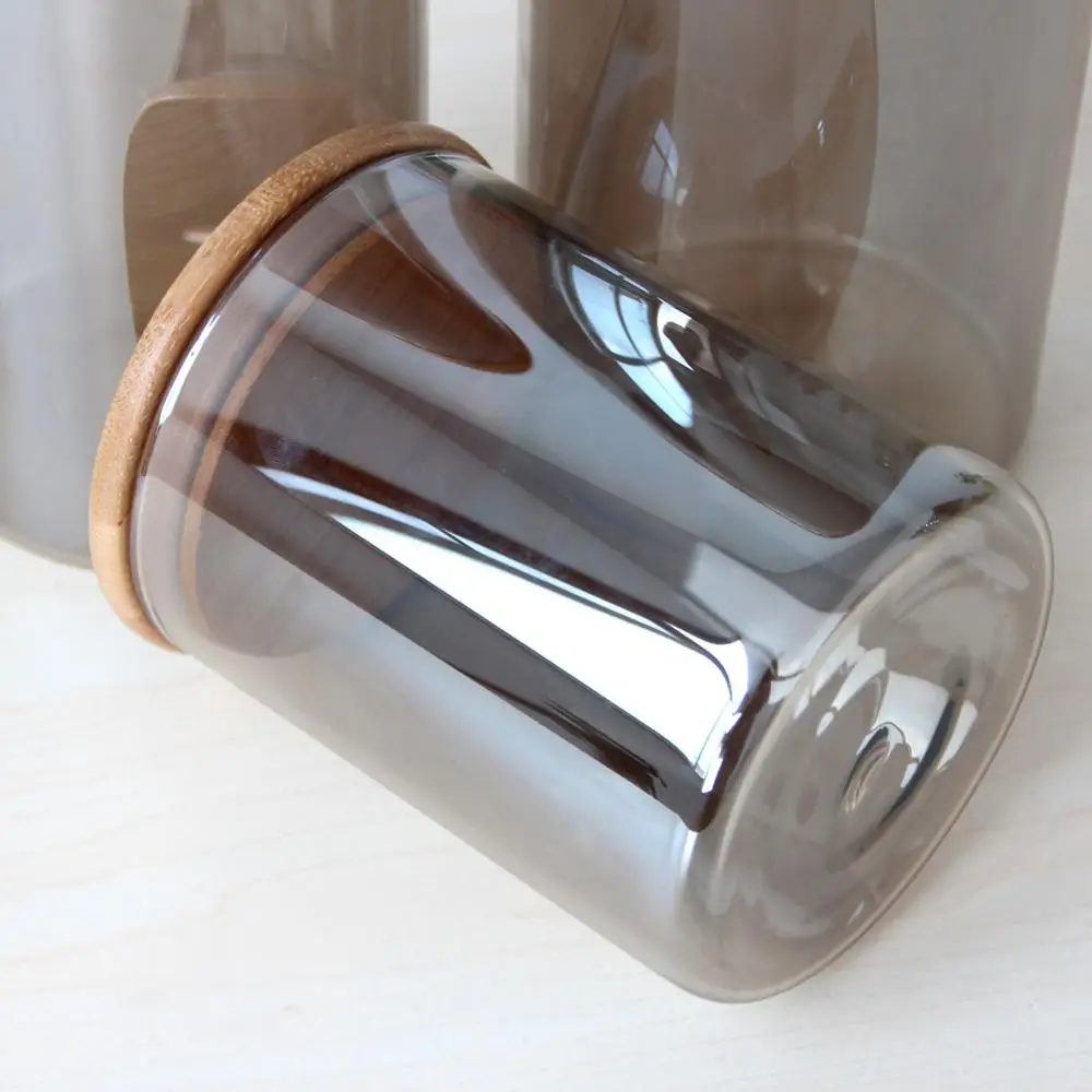 Large High Borosilicate Glass Food Storage Containers Jars with bamboo wood lid