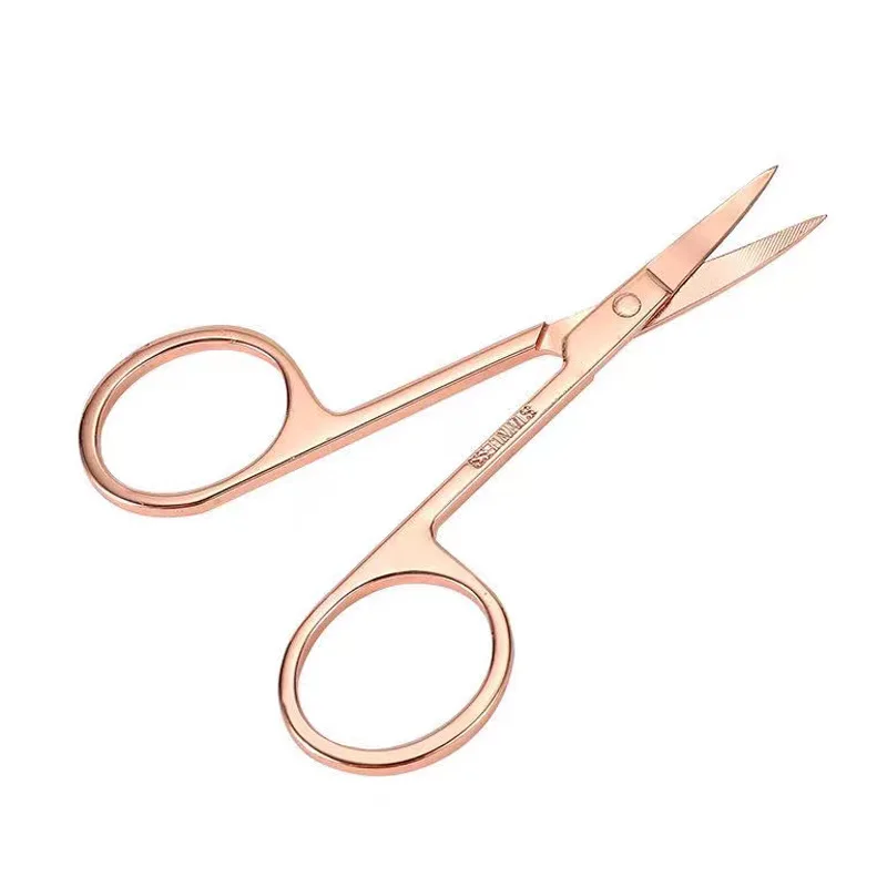 Melason Stainless Steel Rose Gold Eyebrow Eyebrow Trimming Scissors Private Label Professional Beauty Scissors