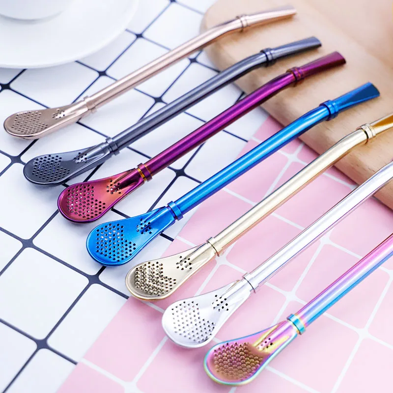 304 stainless steel creative straw mesh spoon stirring spoon filtering spoon