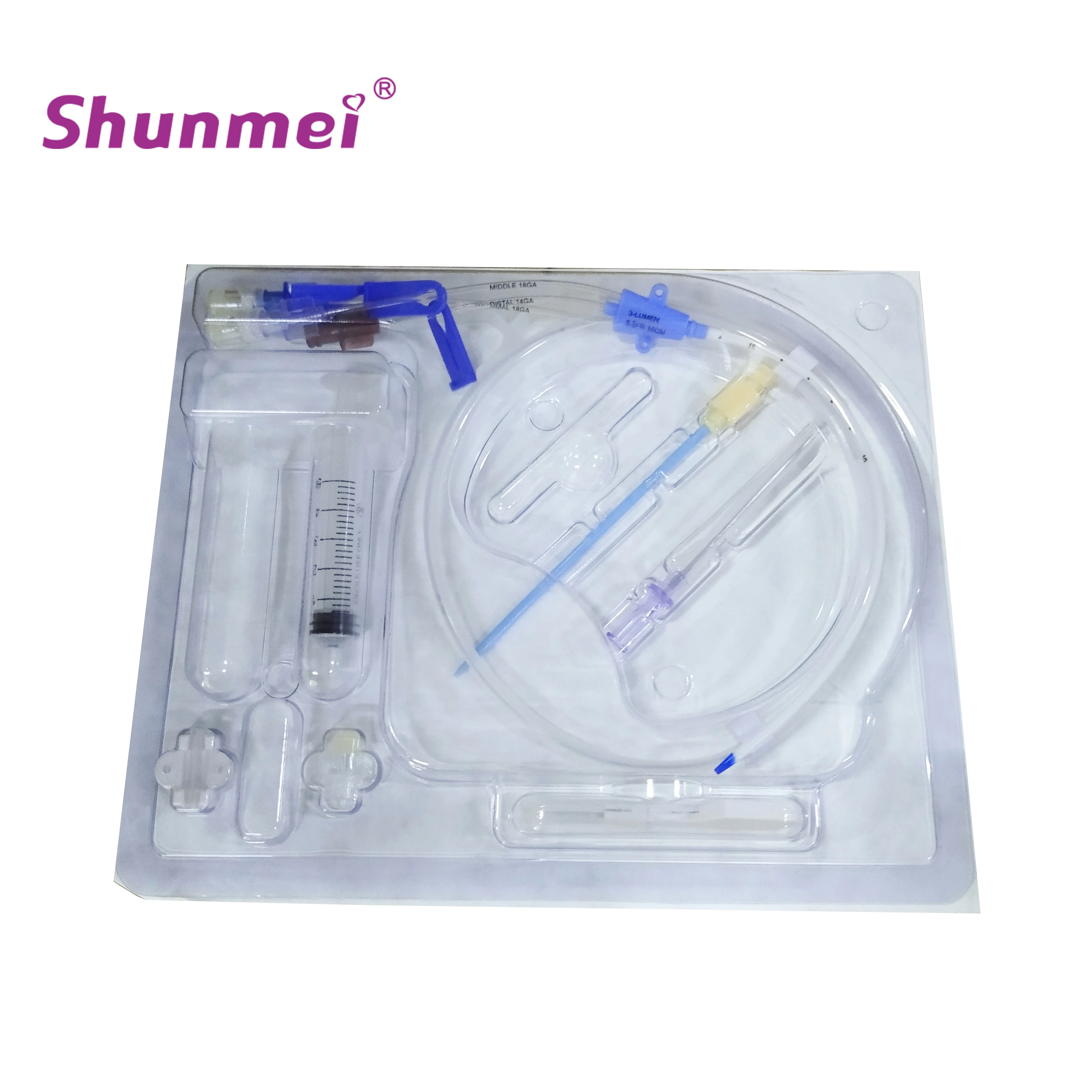 Medical CENTRAL VENOUS CATHETER KIT with double or triple lumen