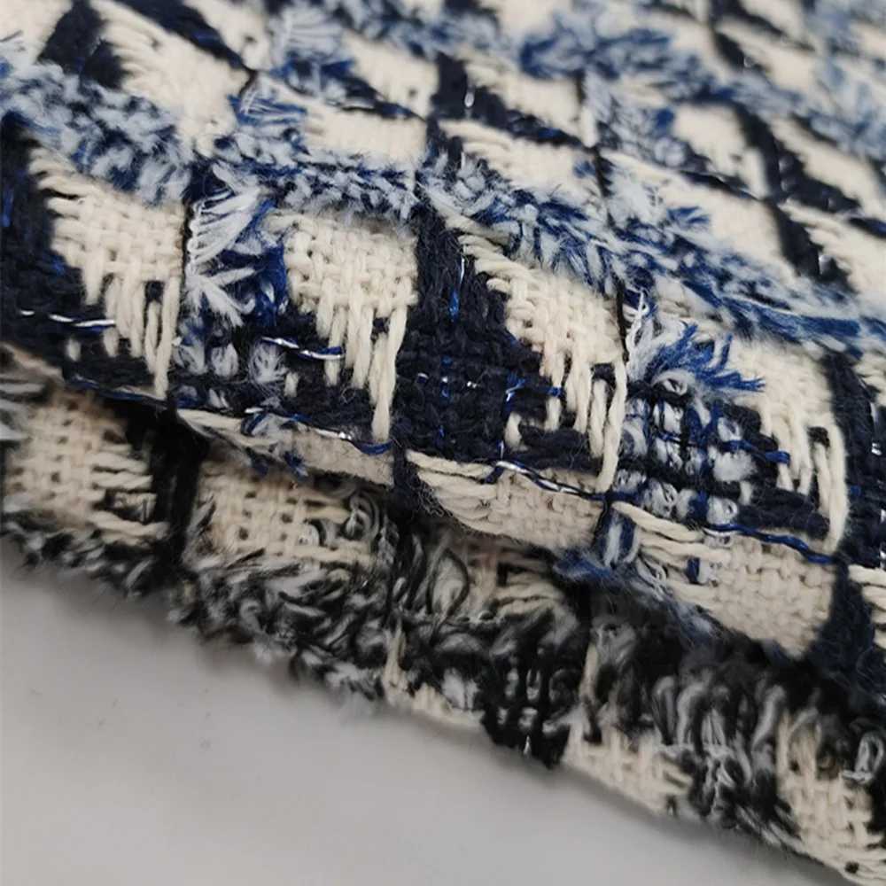 New Fashion 100% Polyester Houndstooth Style Tweed Woven Fabric For Garments
