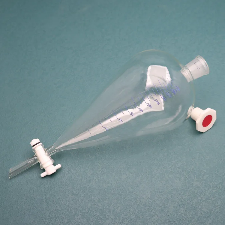 Factory Direct sales glass pear-shaped separating funnel PTFE piston oil separation