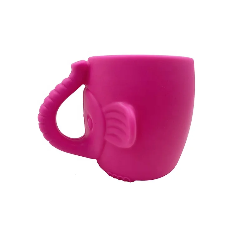 TT018 BPA Free Unbreakable Toddler Open Learning Cups Infants Tiny Independent Drinking Silicone Baby Training Cup Elephant