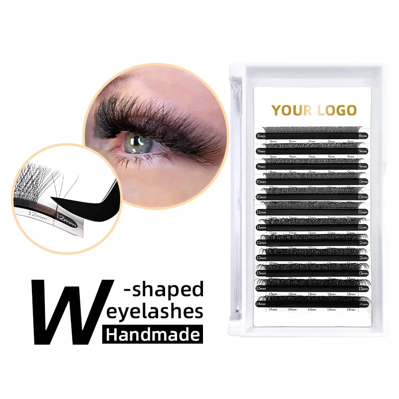 Wholesale Soft Private Label W Lashes Lash Extensions 0.07mm  YY 3D W Lash Extensions Trays