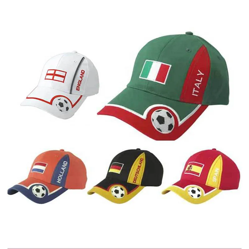 2022 C Football Soccer Hat wholesale blank promotional give aways Cotton Brazil France Italy Netherlands Flag Hats