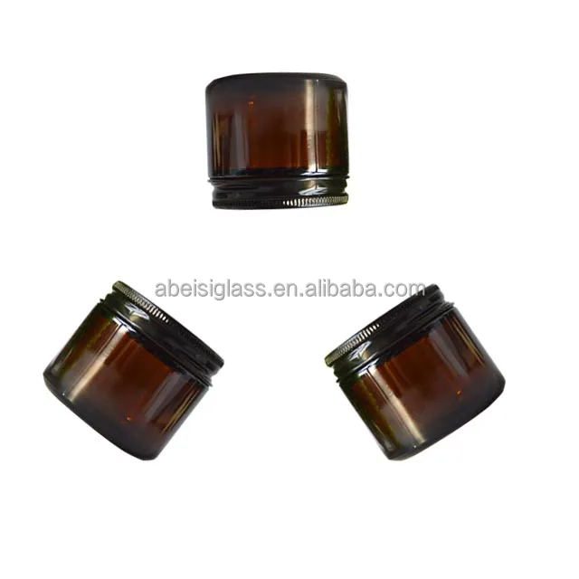 Premium 5 10 15 20 Ml 25 30 50 100 G Empty amber Cosmetic Container Amber Round Glass Jar With Lids