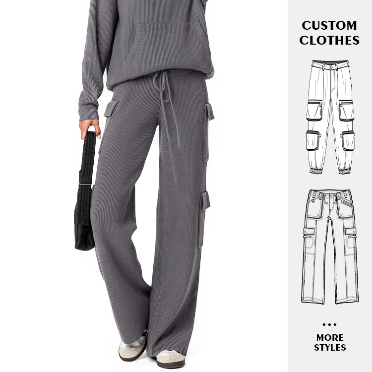 Custom OEM Manufacturer Vintage Pockets High Waist Streetwear baggy Casual ladies Long parachute Cargo Pant for women Trousers