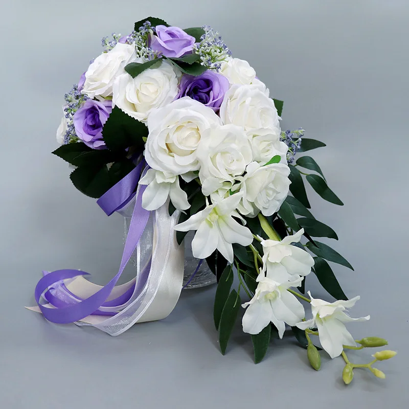 High quality silk flowers bridesmaid bouquet faux roses